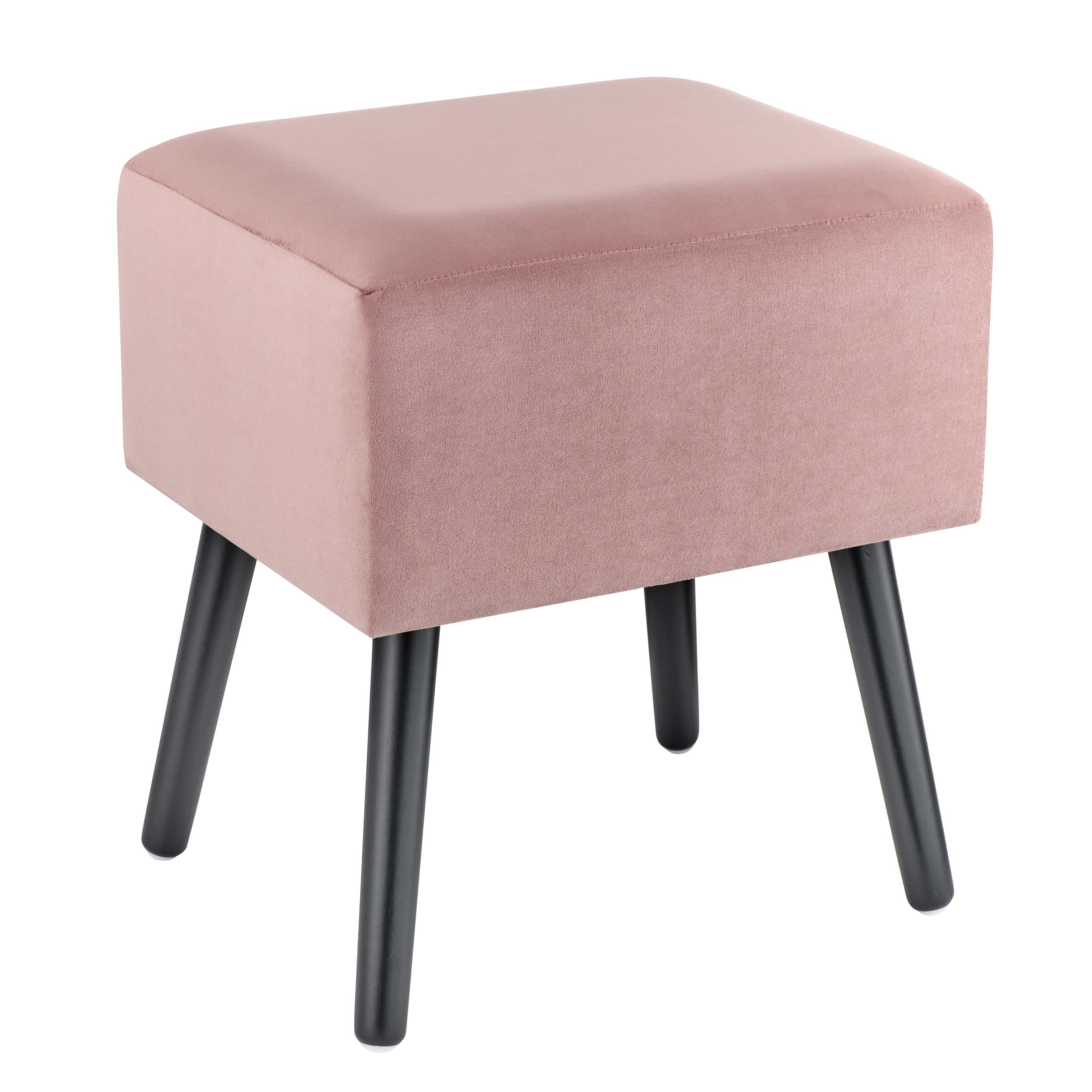 baroni-home-pouf-velours-beige-40x33x46-pieds-bois-salon image 6