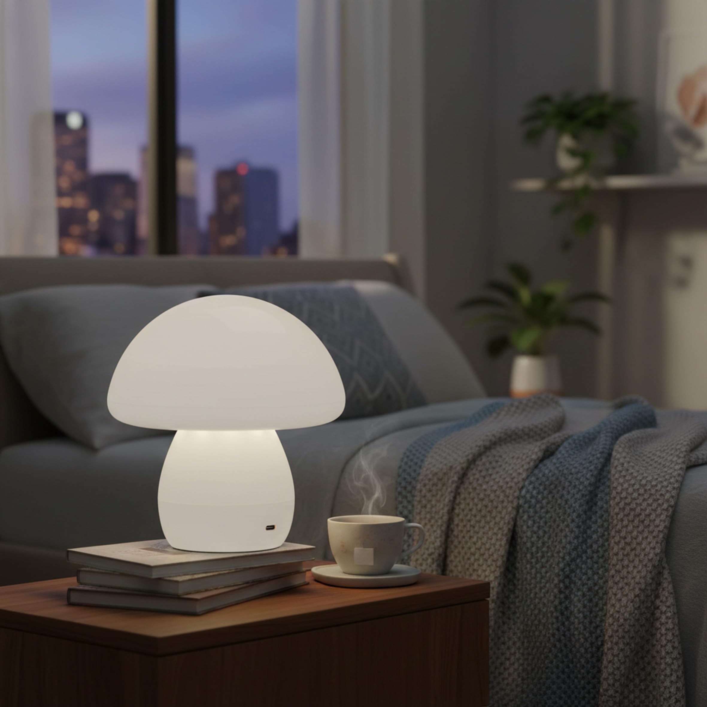 baroni-home-illuminazione-lampe-led-champignon-blanche-usb-c image 2