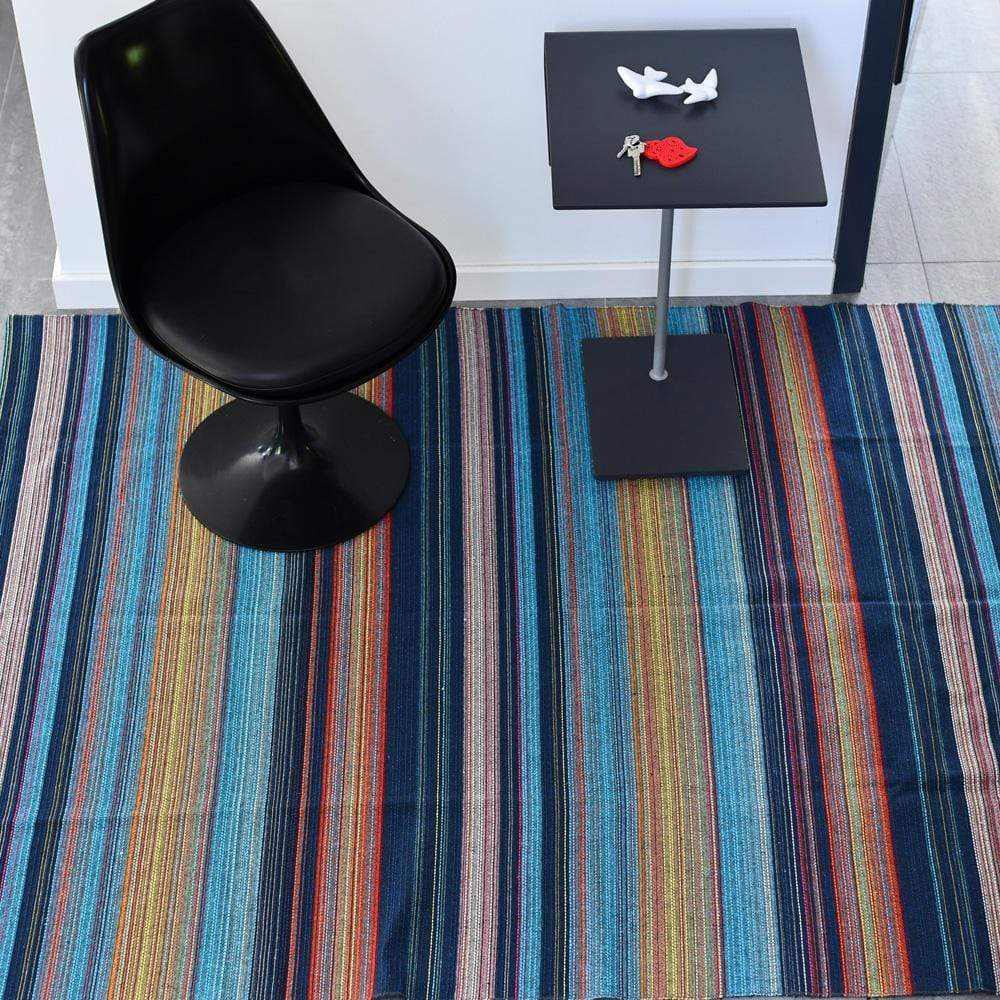 luisa-paix-o-tapis-coton-fin-210x150-bleu-marine-turquoise image 2