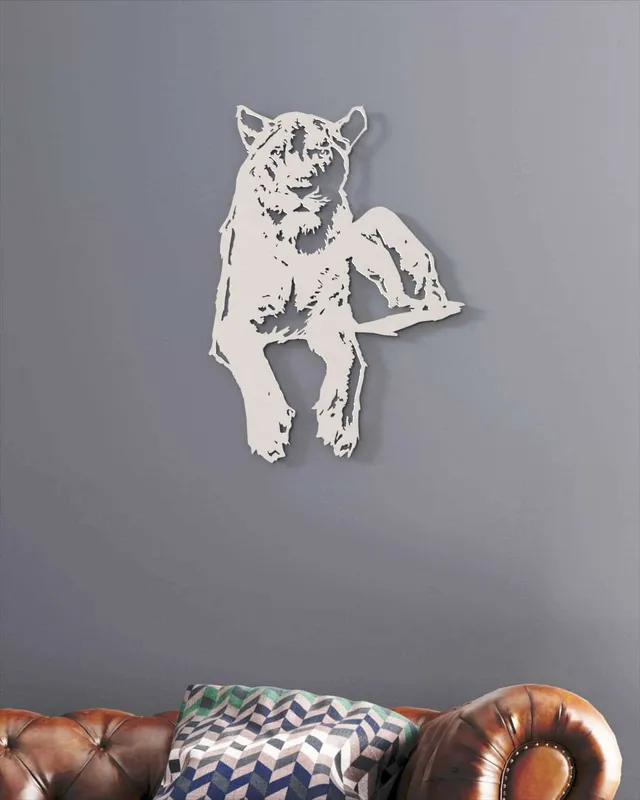 je-suis-art-animaux-lionne-sculpture-d-coration-murale-m-tal-blanc image 1