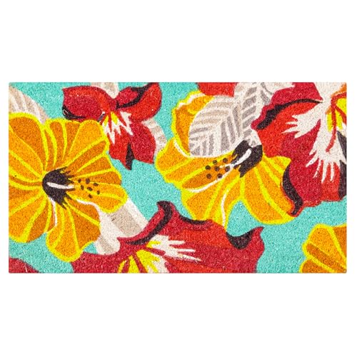 baroni-home-tessile-casa-paillasson-coco-fleurs-jaune-rouge-70x40 image 5