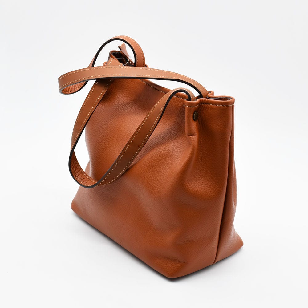 luisa-paix-o-sac-main-cuir-marron-clair-25-cm-doubl-coton image 2