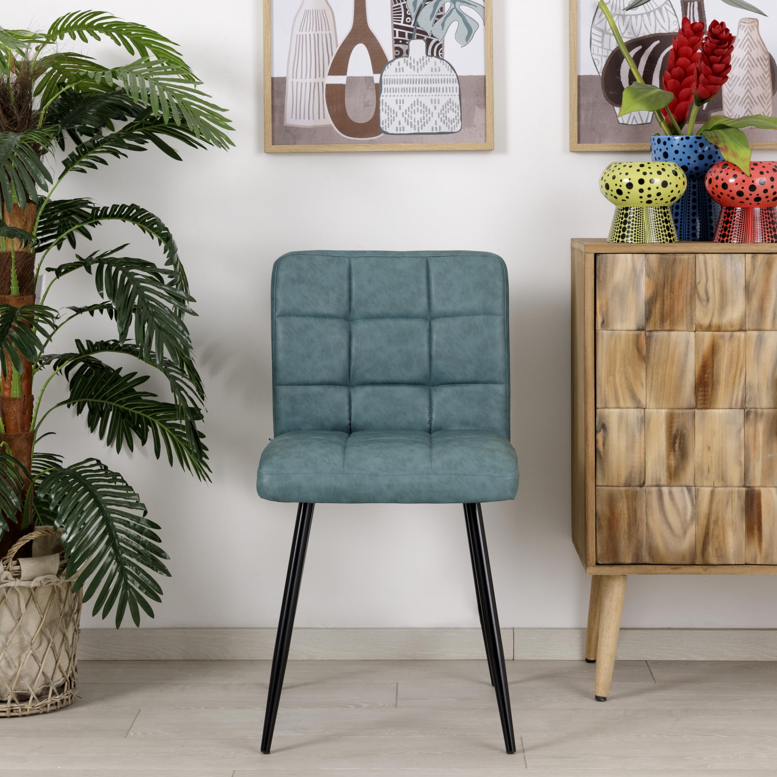 baroni-home-sedie-chaise-simili-cuir-bleu-p-trole-pieds-acier image 7