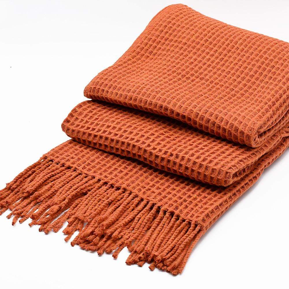 luisa-paix-o-plaid-coton-gaufr-orange-200x140cm image 2