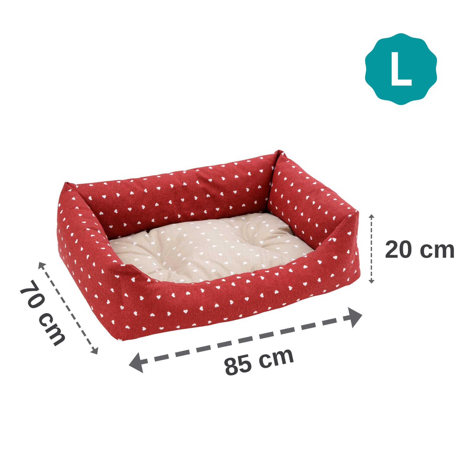 baroni-home-pet-panier-chien-rouge-c-urs-blancs-70x85-cm image 2