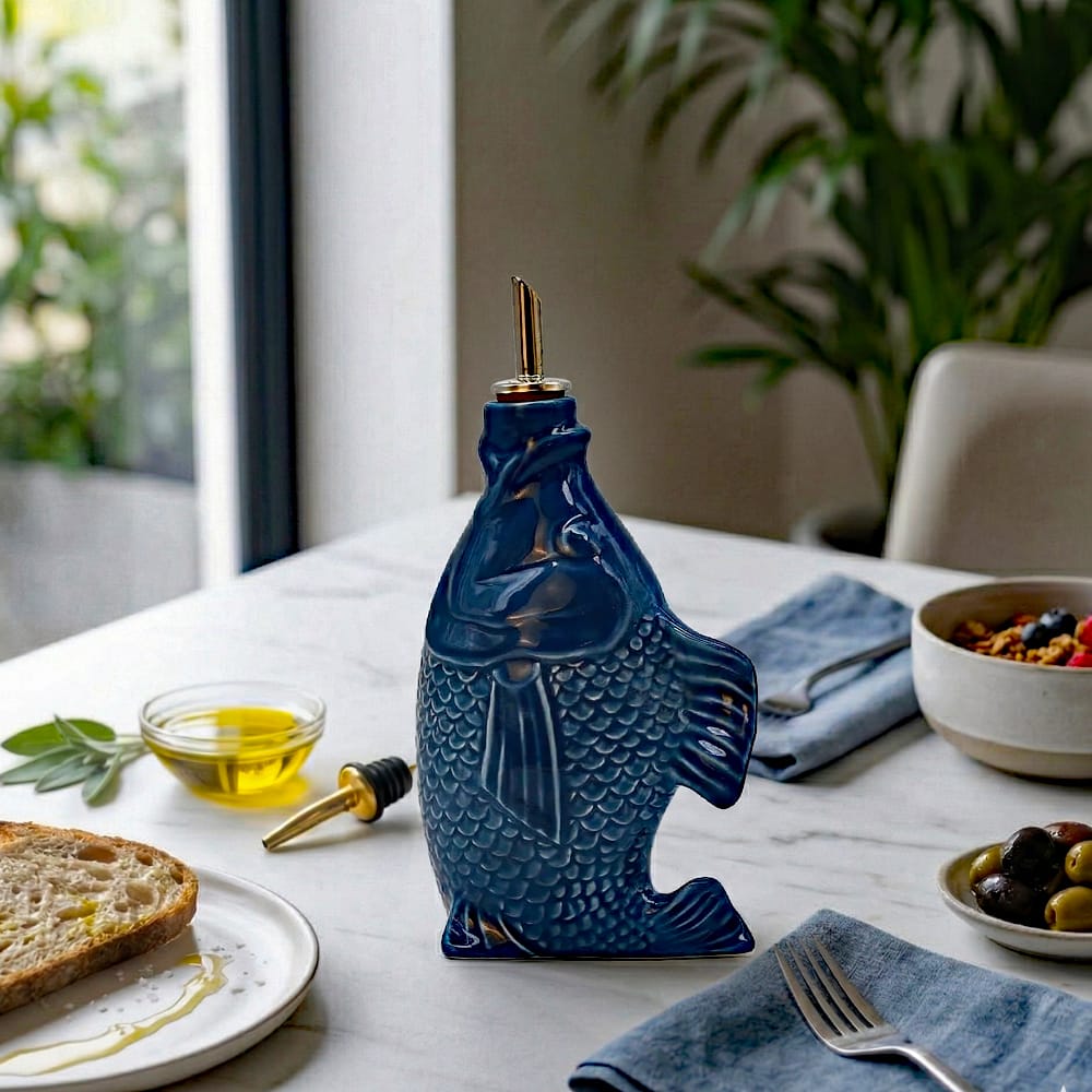 luisa-paix-o-carafe-huile-poisson-c-ramique-bleue-0-5l image 2