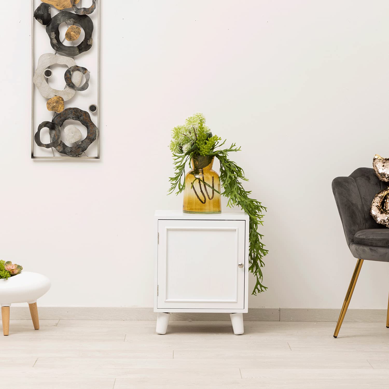 baroni-home-table-de-chevet-1-porte-meuble-blanc-40x30x51-cm image 2