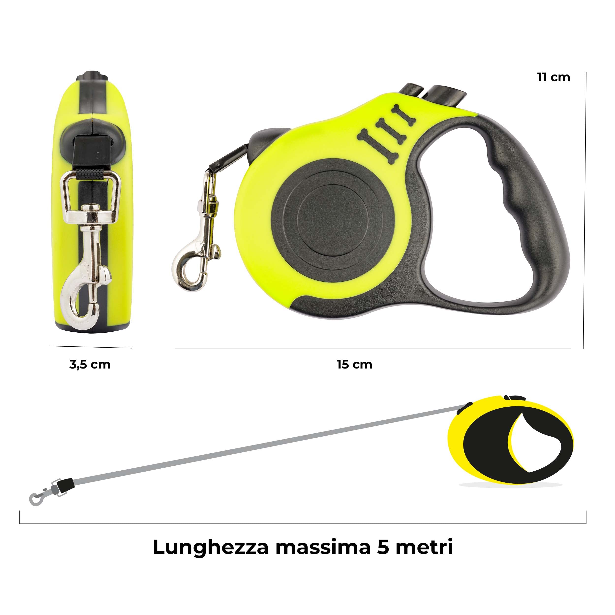 baroni-home-pet-laisse-r-tractable-5m-jaune-nylon-50kg image 2