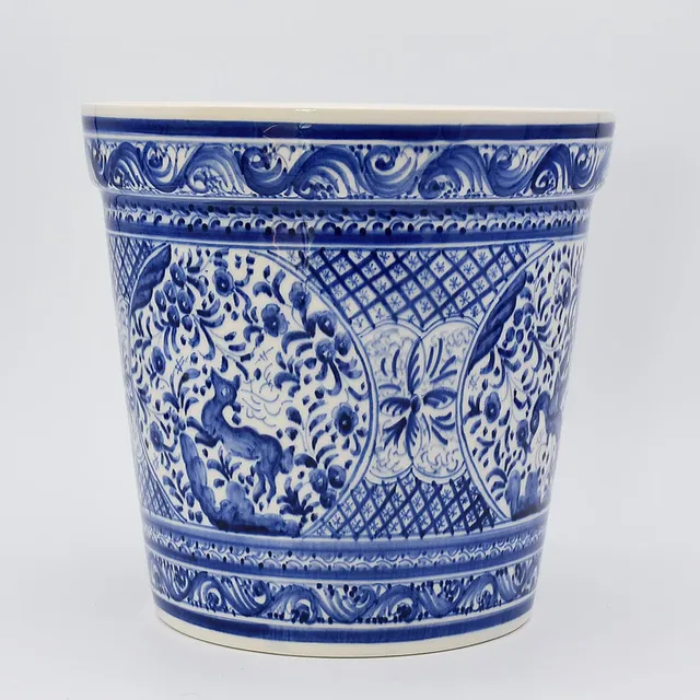 luisa-paix-o-coimbra-cache-pot-c-ramique-bleu-31-cm-pi-ce-unique image 1