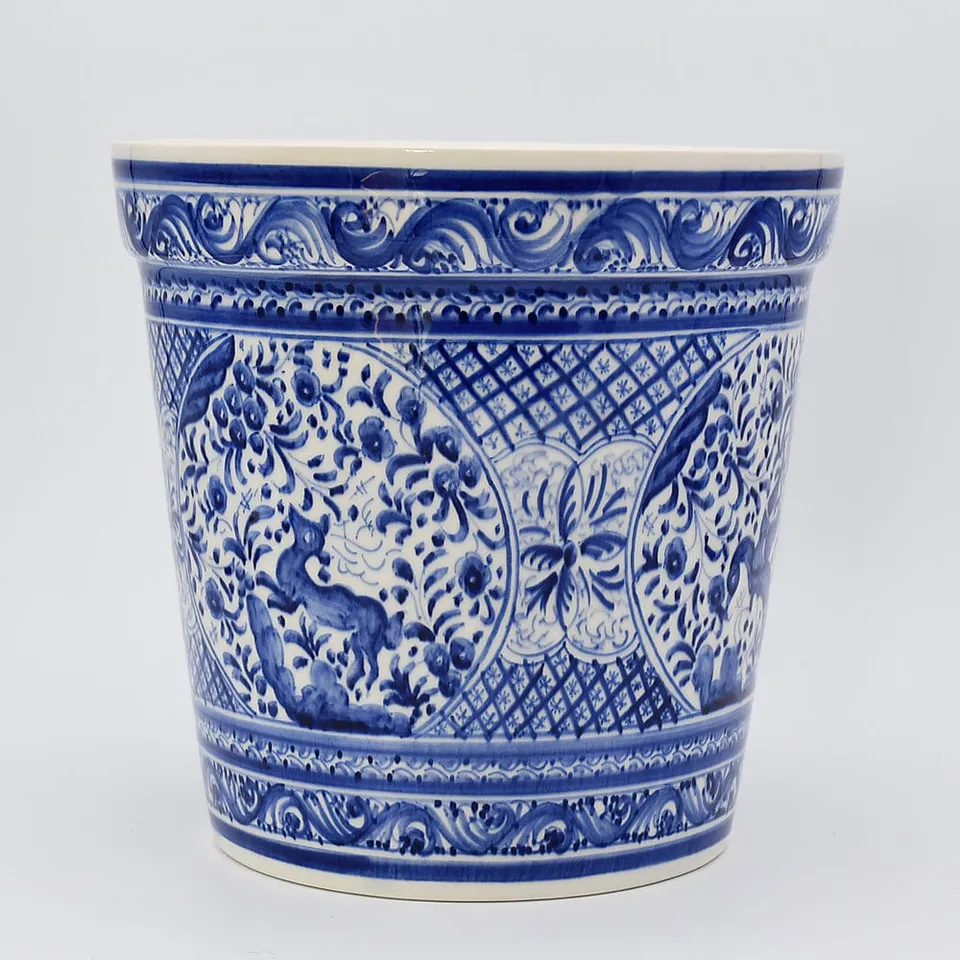 luisa-paix-o-coimbra-cache-pot-c-ramique-bleu-31-cm-pi-ce-unique image 1