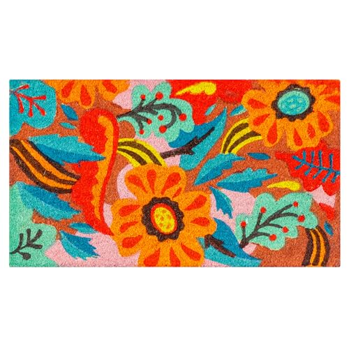 baroni-home-tessile-casa-paillasson-coco-fleurs-fond-rose-70x40-cm image 5