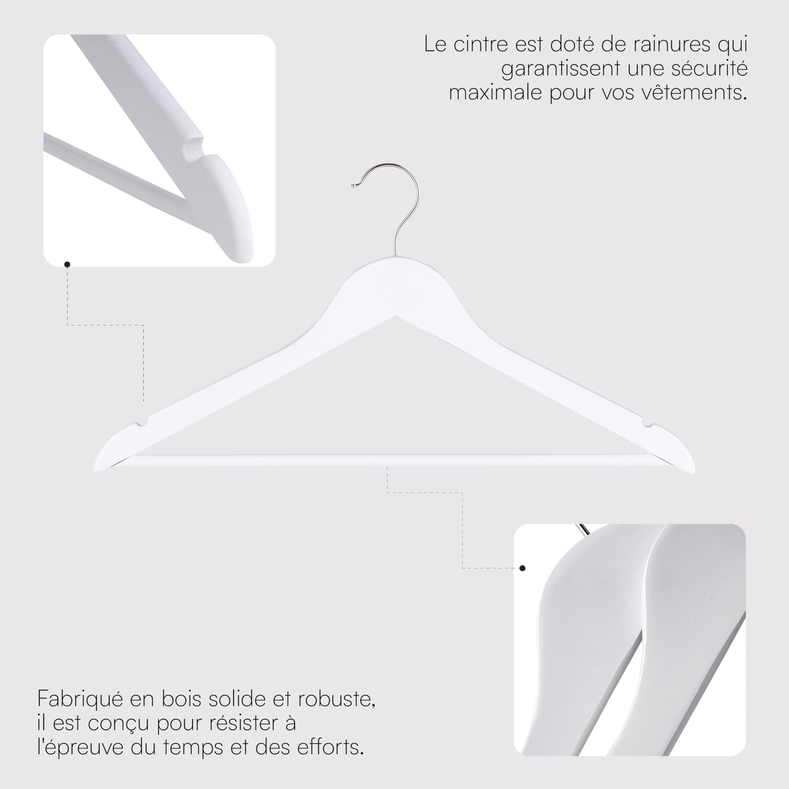 baroni-home-lot-20-cintres-bois-blanc-45-cm image 6