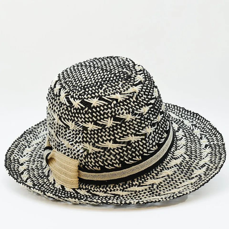 luisa-paix-o-chapeau-de-plage-fibres-v-g-tales-noir-blanc-taille-m image 1