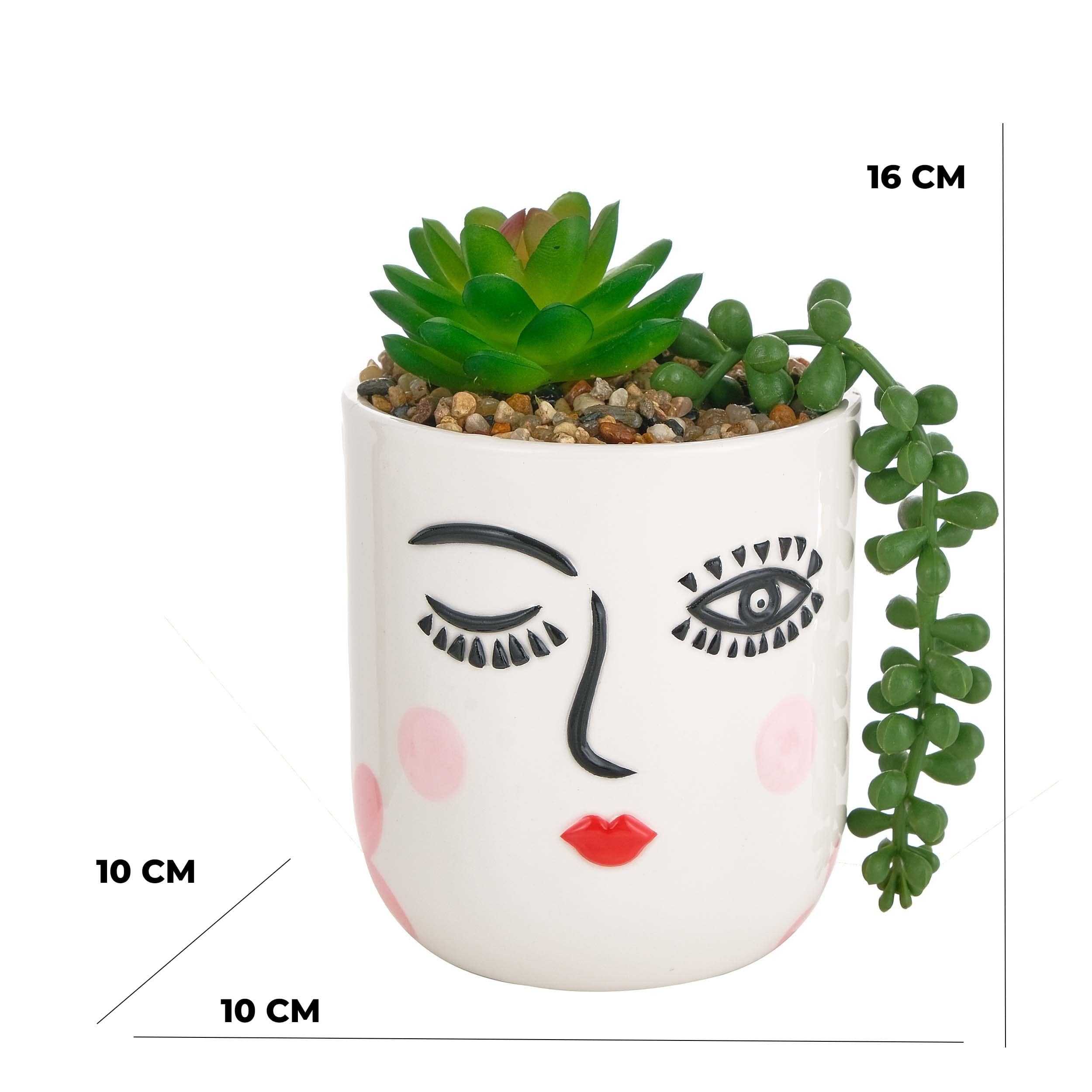 baroni-home-decorazioni-vase-c-ramique-visage-clin-d-il-10x10x16-cm image 2