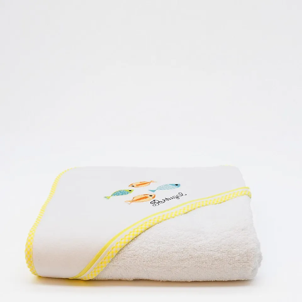 luisa-paix-o-sardinhas-drap-de-bain-b-b-jaune-100x100-coton image 1