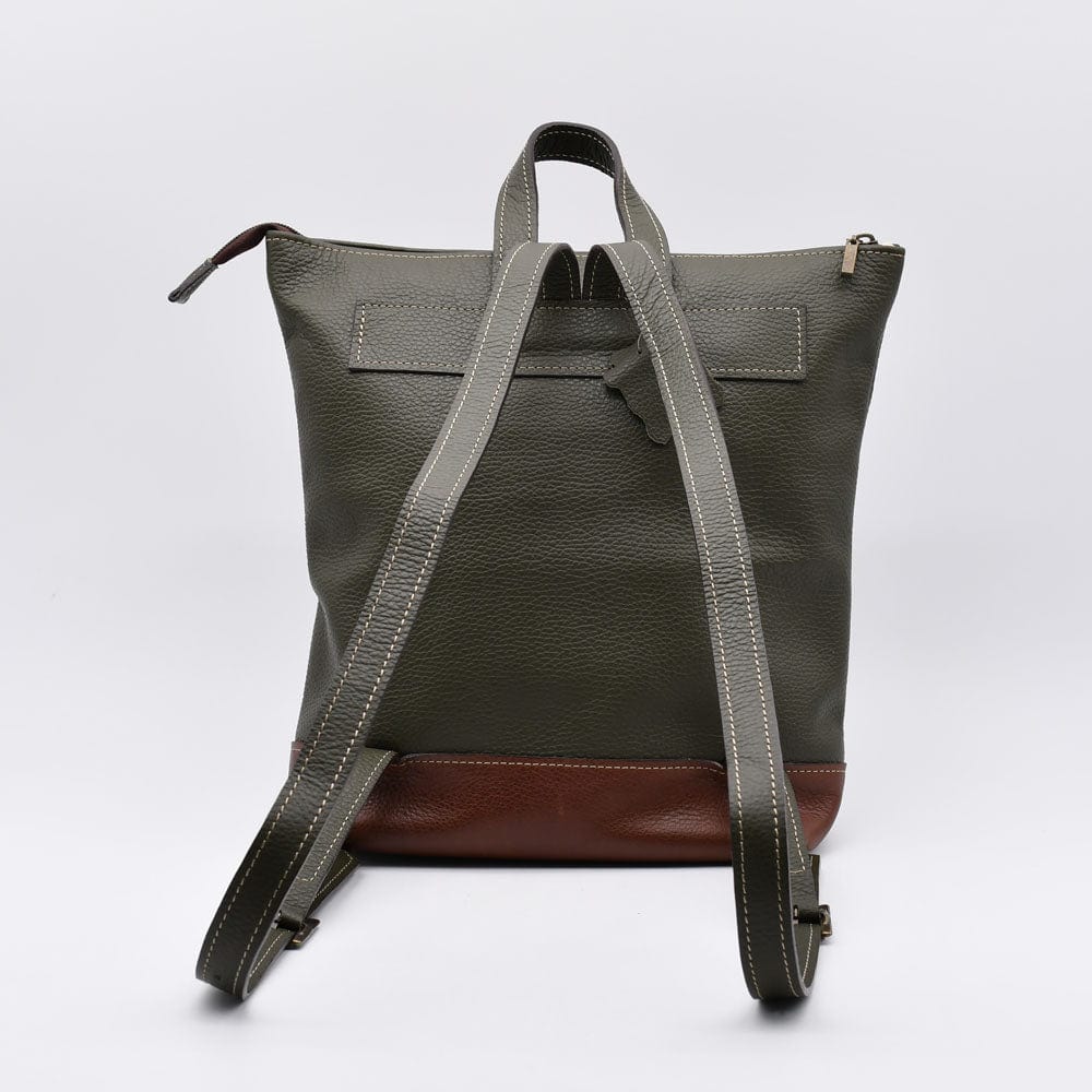luisa-paix-o-sac-dos-cuir-vert-olive-cuir-grain-33cm image 2