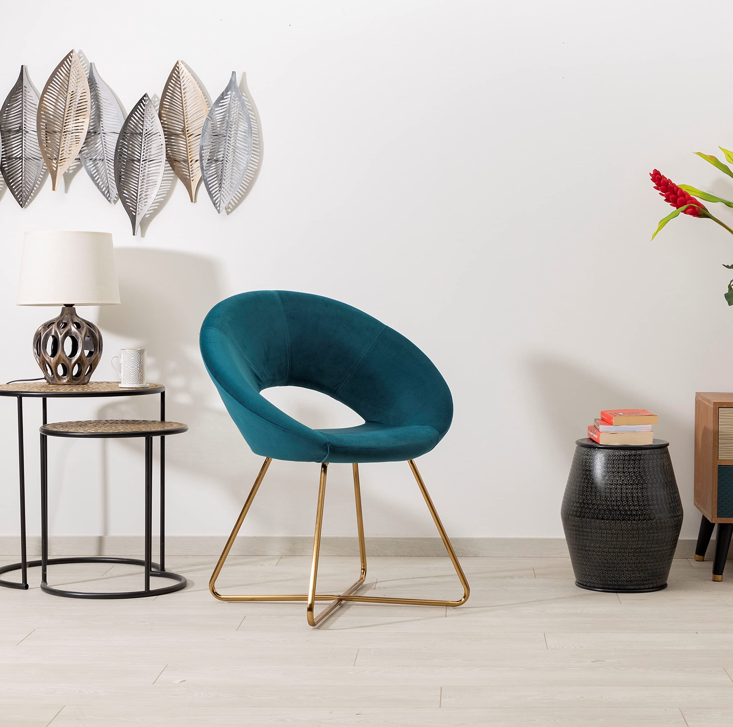 baroni-home-poltrone-fauteuil-velours-bleu-p-trole-pieds-or image 5