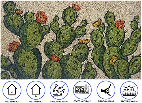 baroni-home-tapis-paillasson-coco-cactus-fleurs-oranges-70x40 image 7