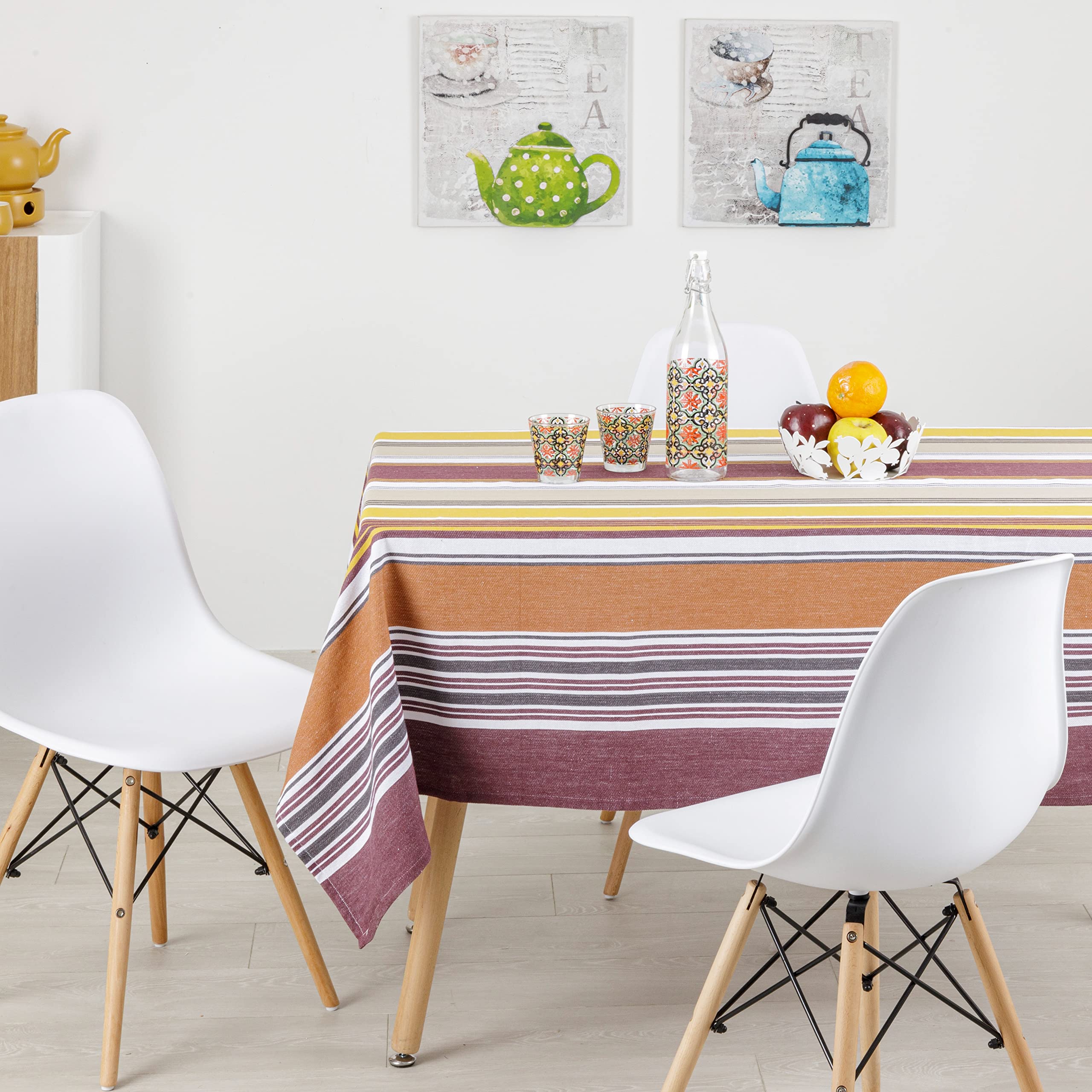 baroni-home-cucina-nappe-coton-rayures-bordeaux-145x245-cm image 5
