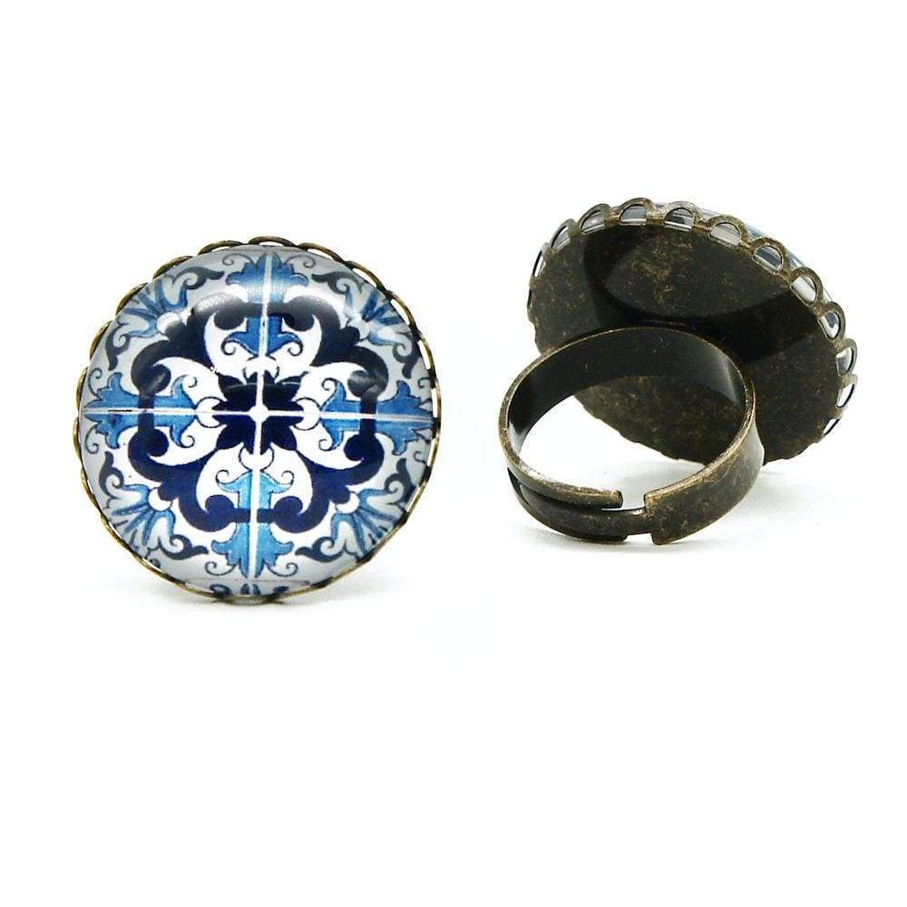 luisa-paix-o-bijoux-bague-azulejo-verre-ajustable-bleue image 3
