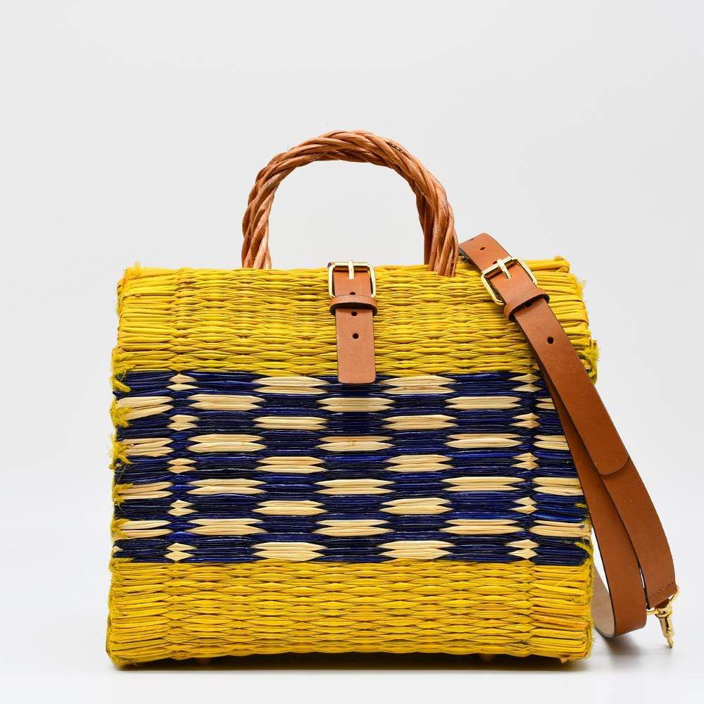 luisa-paix-o-sac-cabas-jonc-26-cm-jaune-bleu-cuir image 1