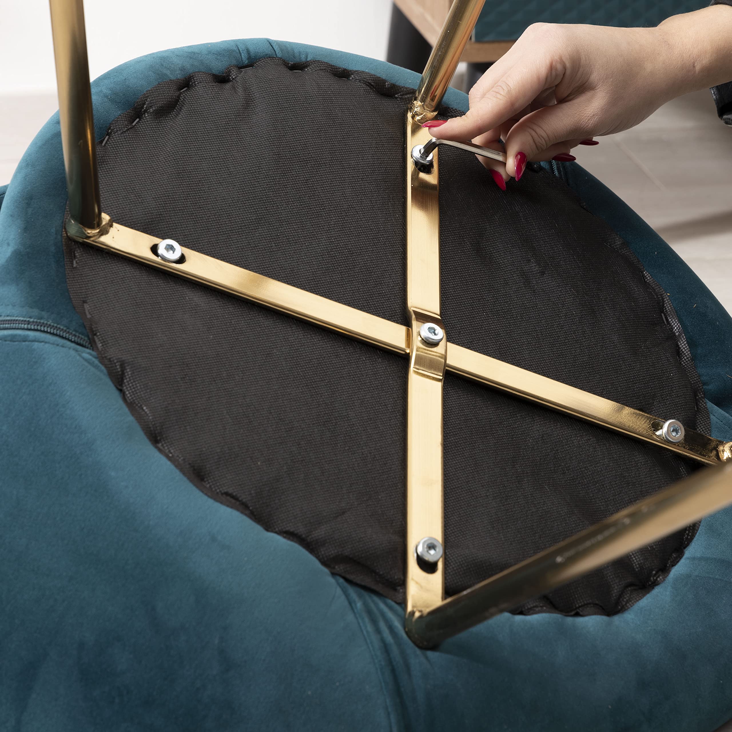 baroni-home-poltrone-fauteuil-velours-bleu-p-trole-pieds-or image 6