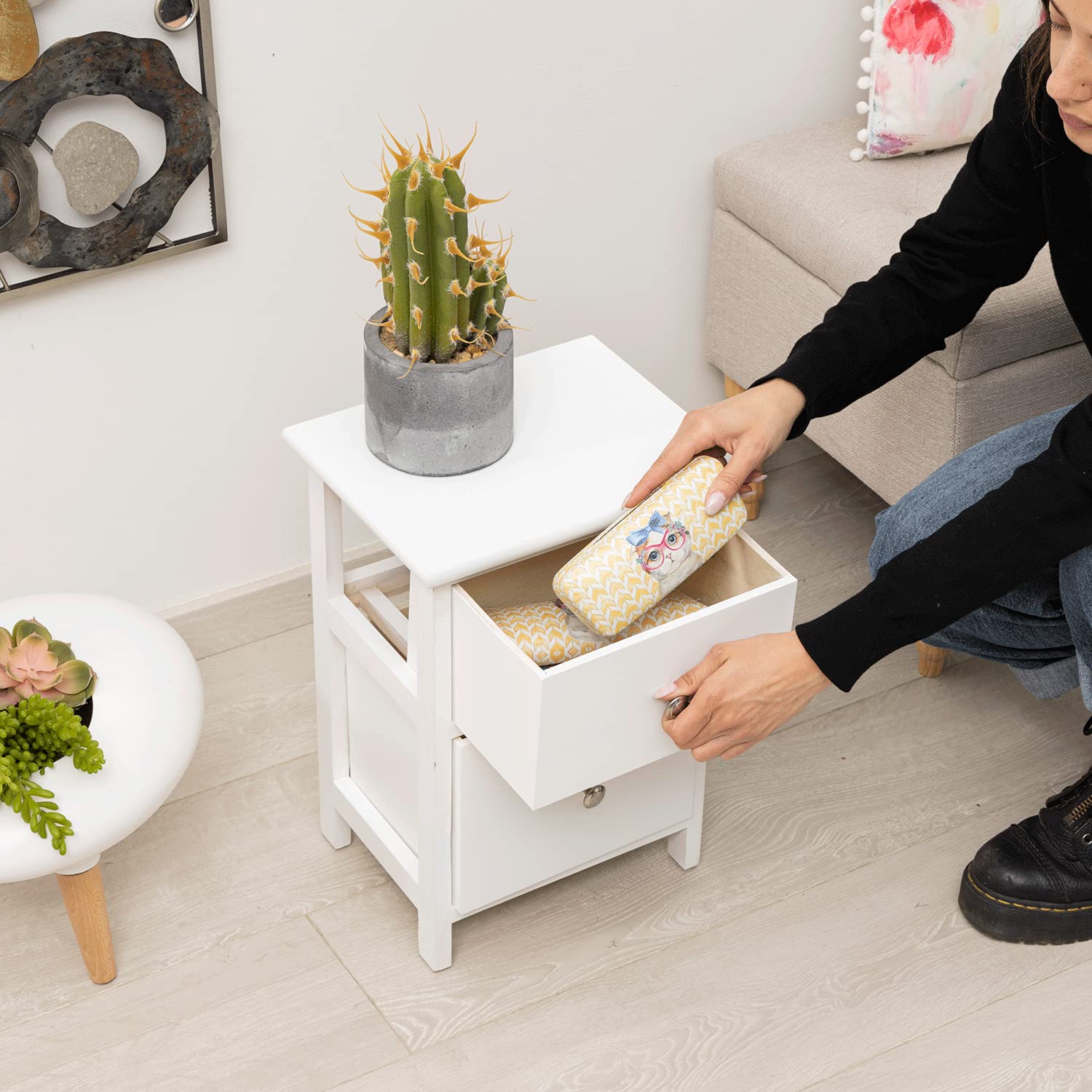 baroni-home-mobili-e-mobiletti-table-de-chevet-blanc-2-tiroirs-30x24x43-cm image 5