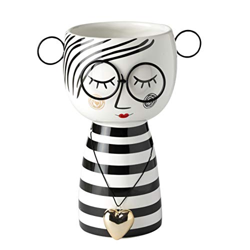 baroni-home-decorazioni-vase-visage-c-ramique-fille-robe-rayures image 5