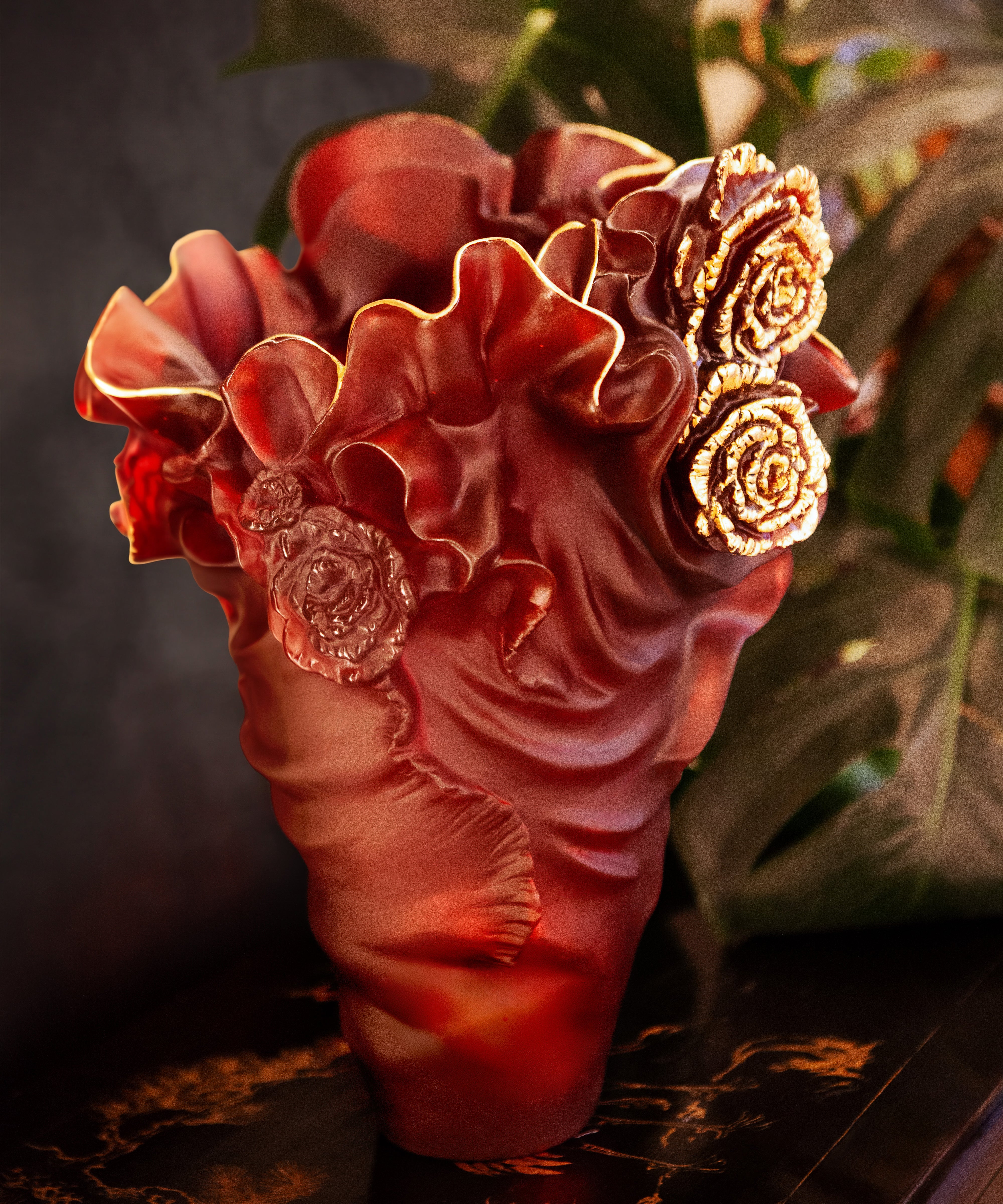 daum-rose-royale-vase-grand-mod-le-rouge-et-or-50-ex image 5
