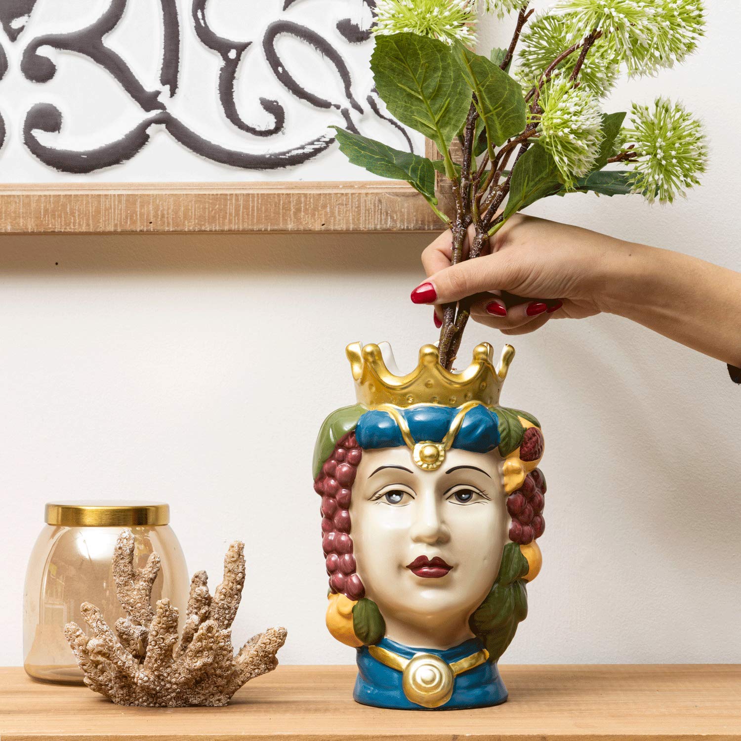 baroni-home-teste-di-moro-vase-t-te-reine-porcelaine-22cm image 4