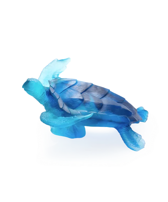 daum-mer-de-corail-tortue-sculpture-bleue-grand-mod-le image 1
