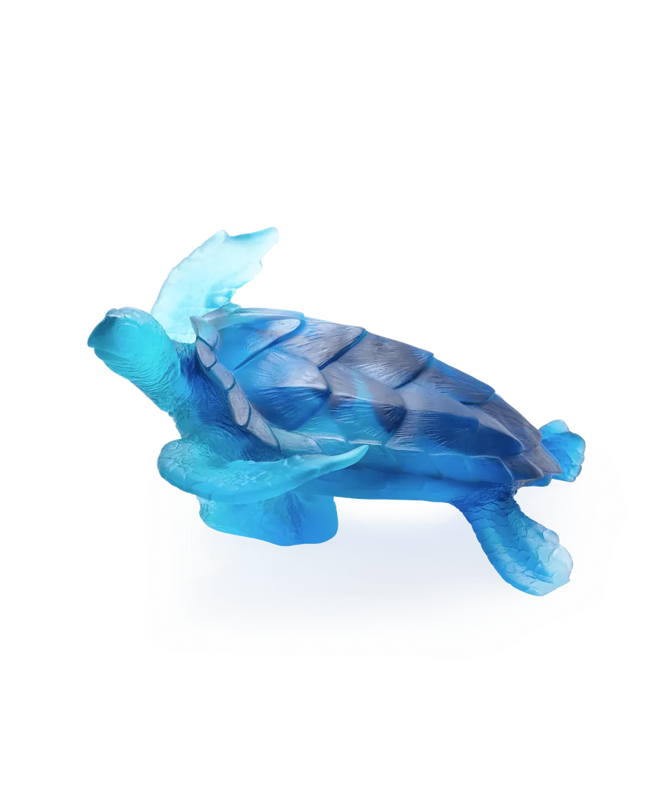 daum-mer-de-corail-tortue-sculpture-bleue-grand-mod-le image 1
