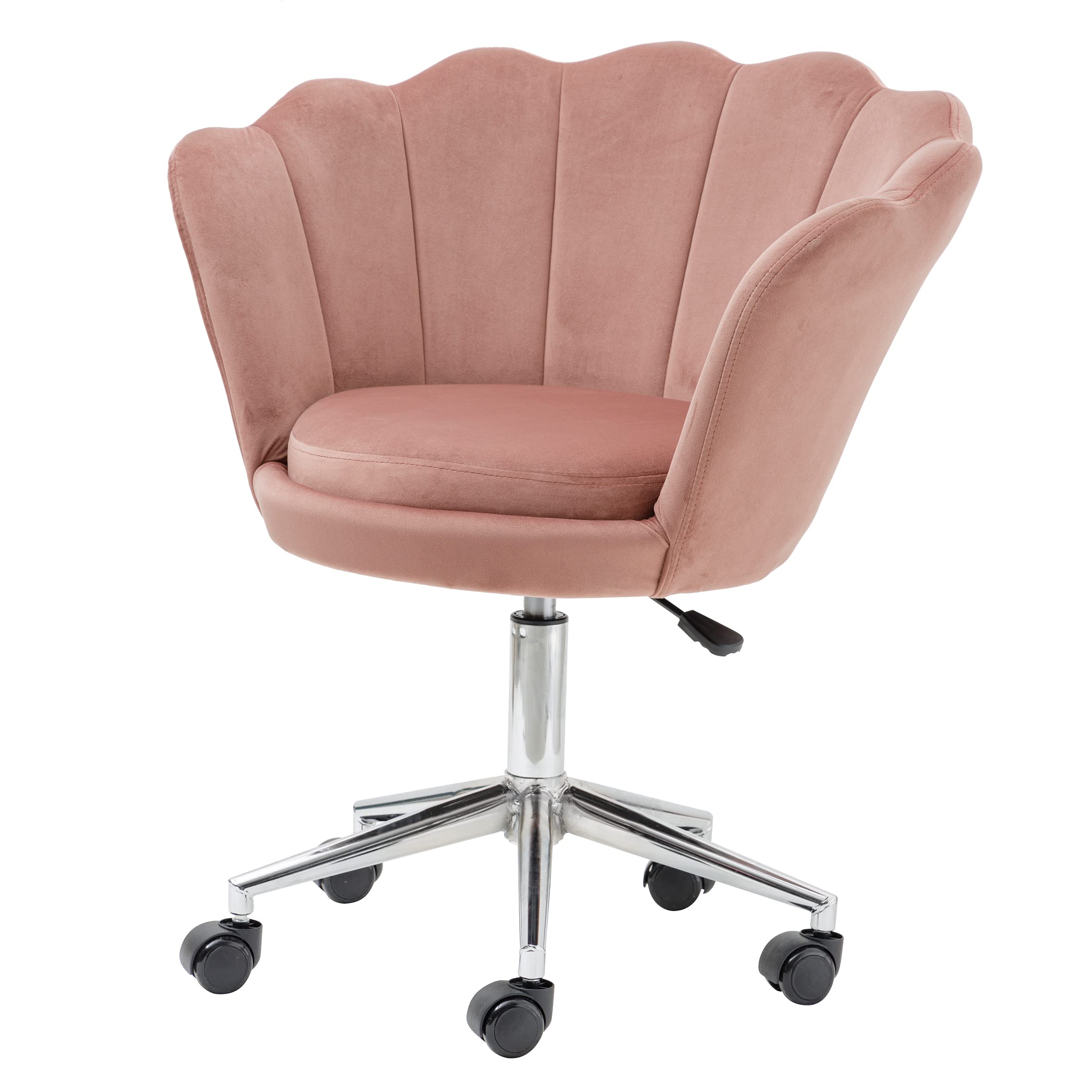 baroni-home-sedie-fauteuil-de-bureau-velours-rose-poudr-pivotant image 1