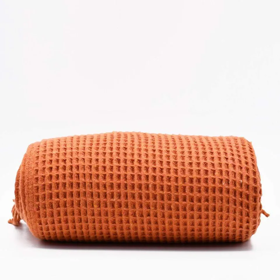 luisa-paix-o-plaid-coton-gaufr-orange-200x140cm image 1