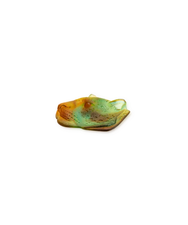 daum-l-opard-tropical-vide-poche-cristal-ambre-vert image 1