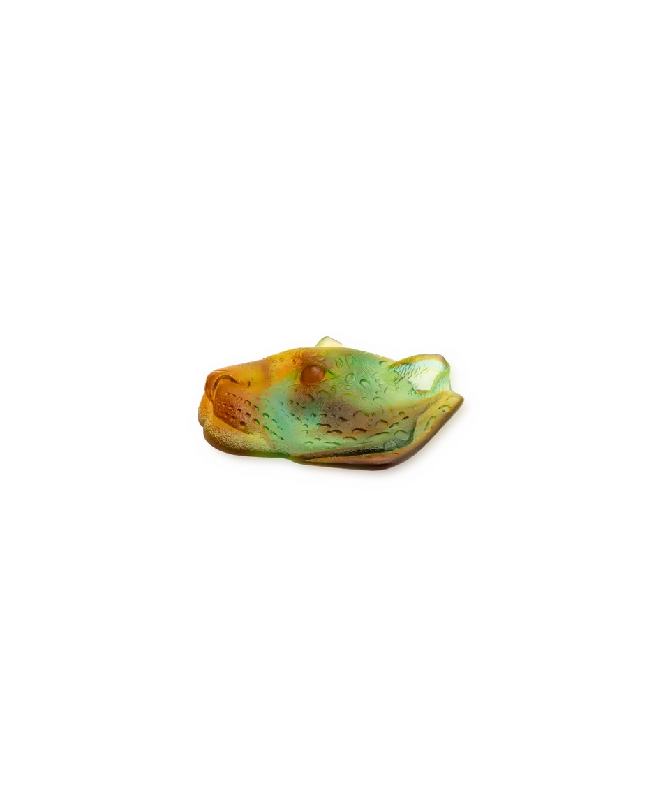 daum-l-opard-tropical-vide-poche-cristal-ambre-vert image 1