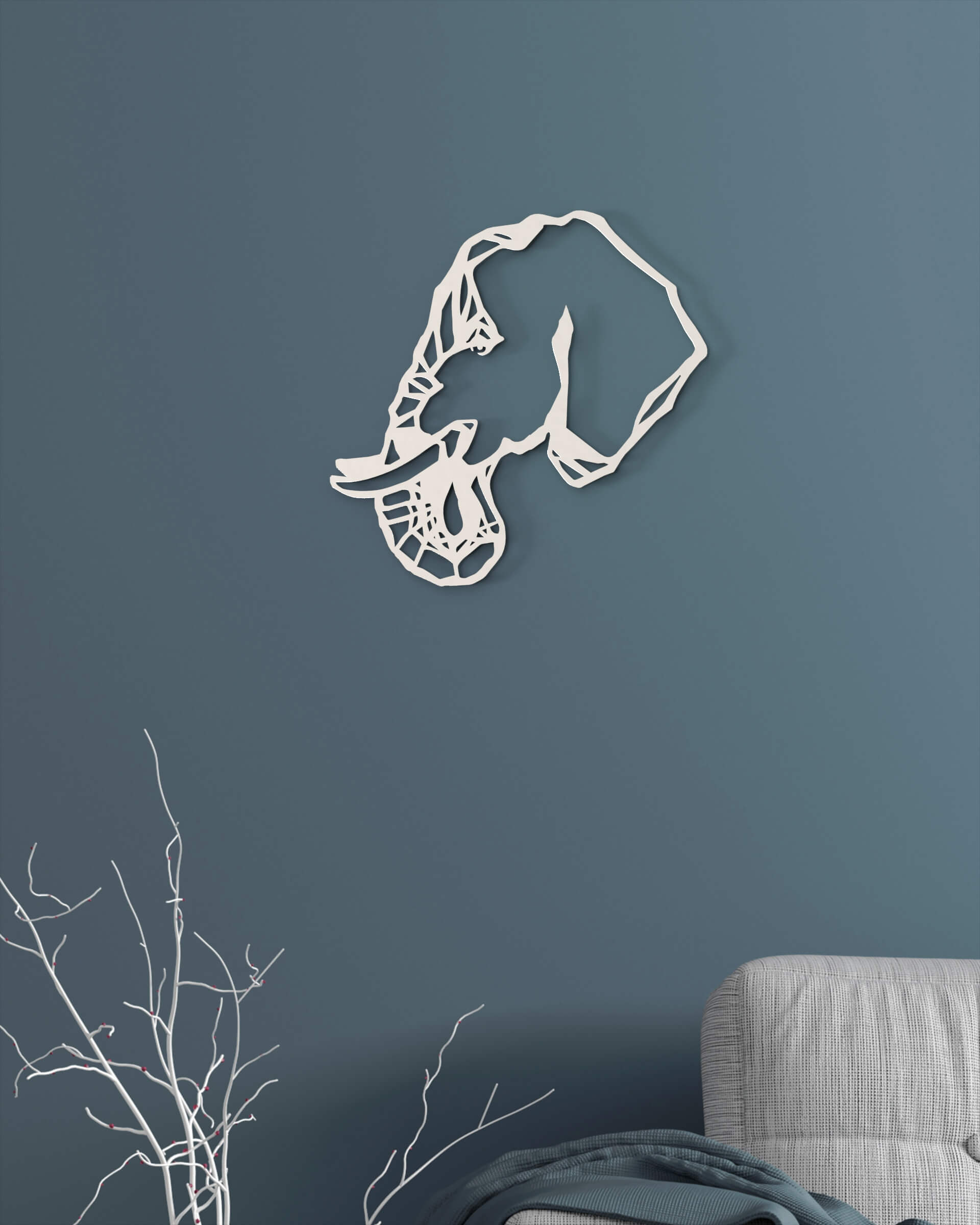 je-suis-art-animaux-l-phant-one-line-tableau-mural-m-tal-noir image 2