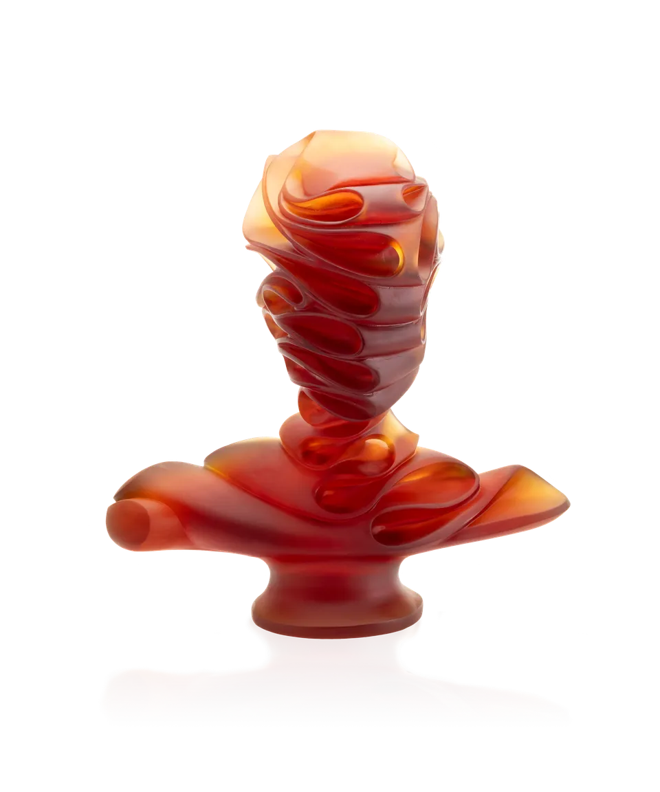 daum-masque-de-verre-ambre-sculpture-jean-faucheur-75ex image 1