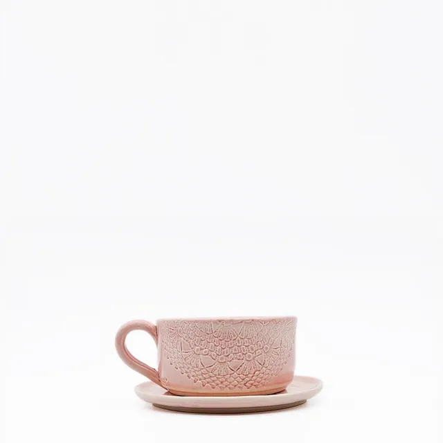 luisa-paix-o-carimbada-tasse-et-soucoupe-c-ramique-rose-12-cm image 1