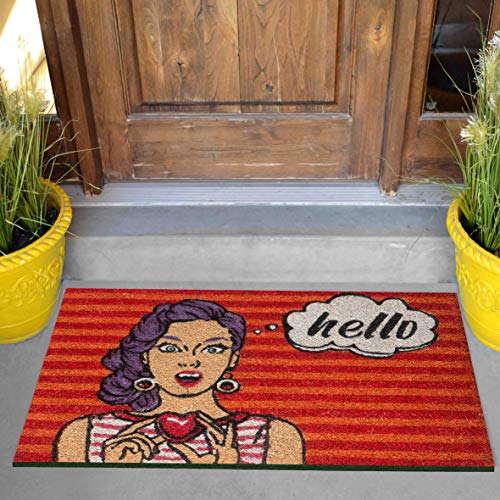 baroni-home-paillasson-coco-pop-art-hello-60x40-cm image 7