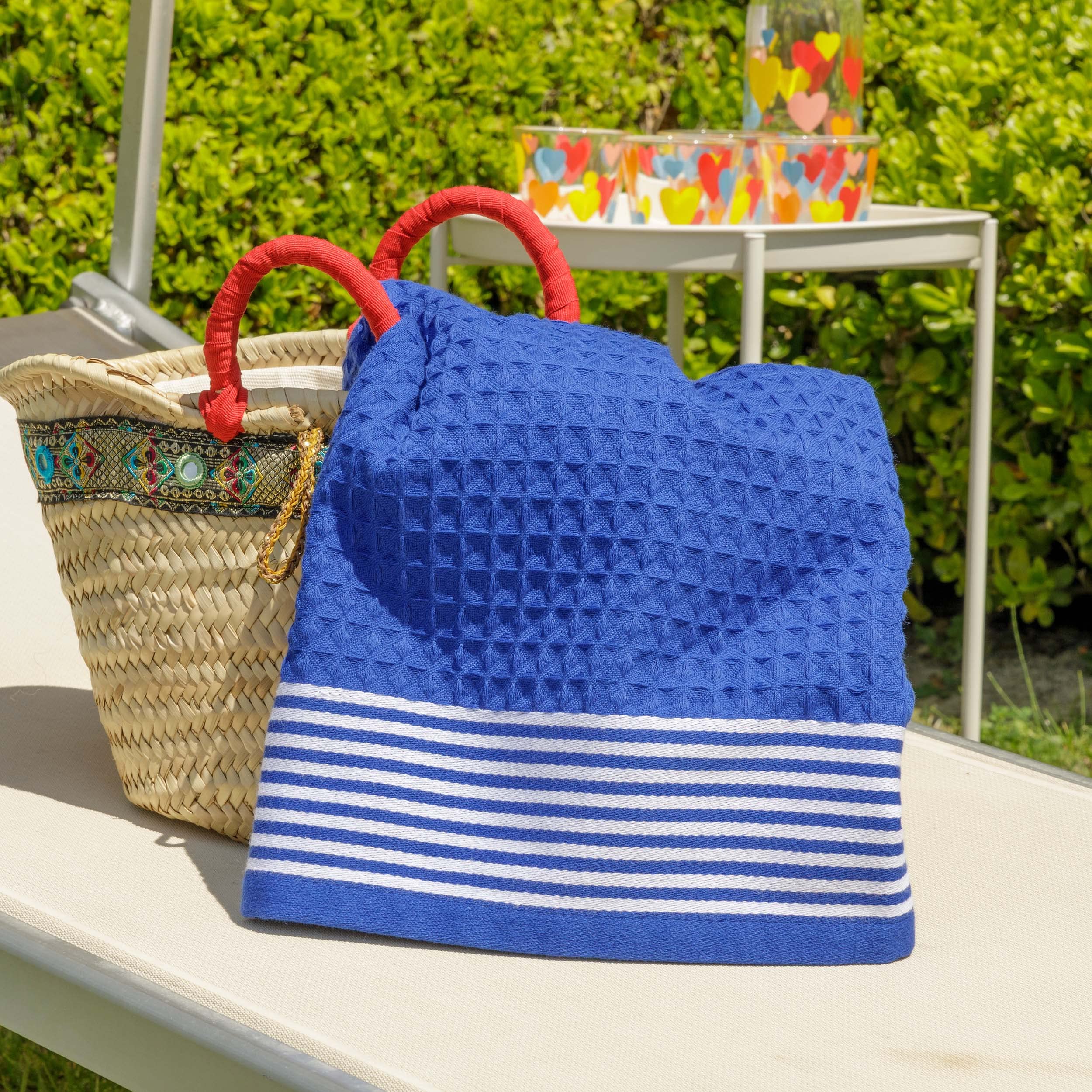 baroni-home-outdoor-serviette-plage-nid-d-abeille-bleu-royal-90x160 image 6