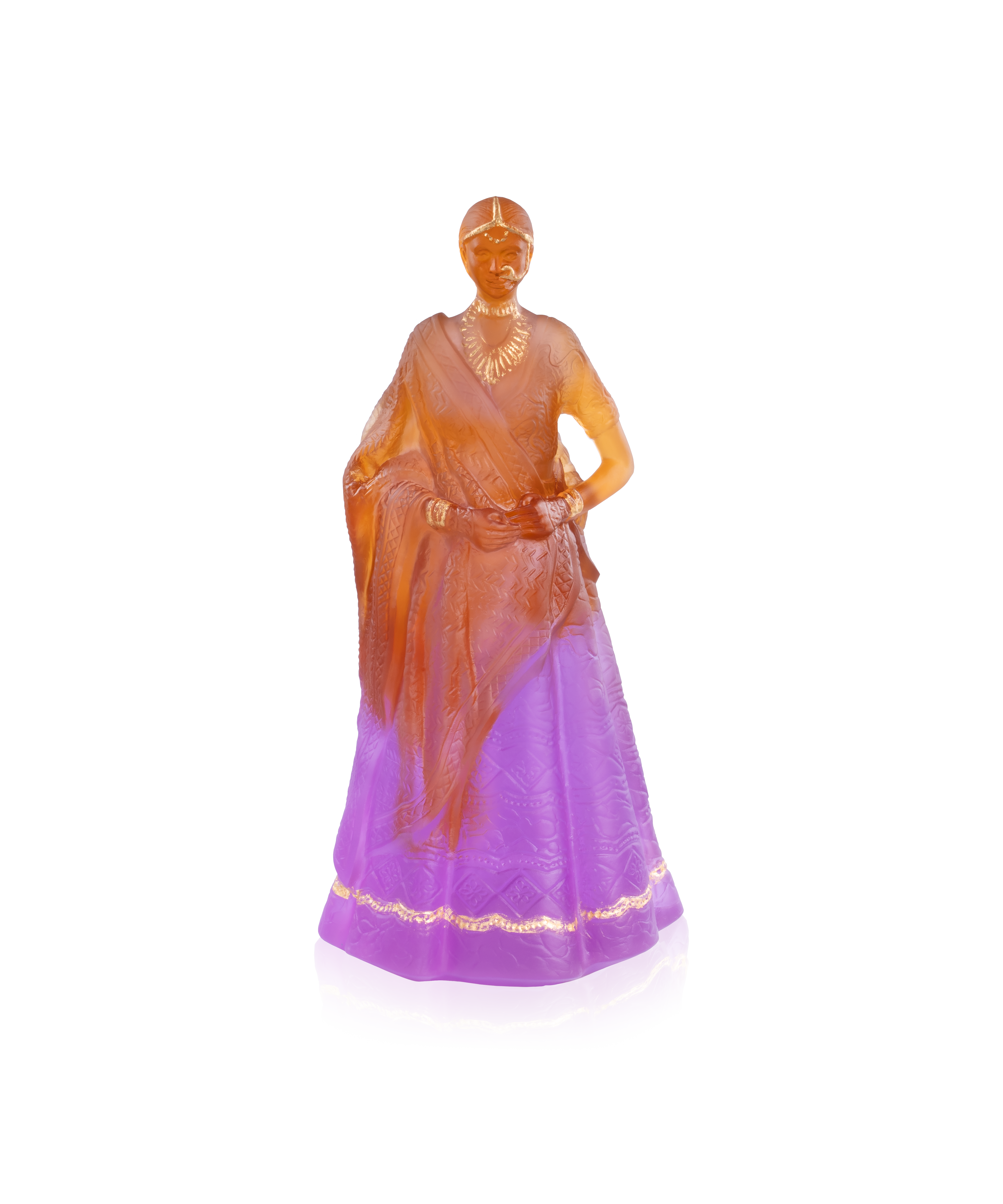 daum-art-cristal-rani-padmini-sculpture-femme-25-ex-feuille-d-or image 1