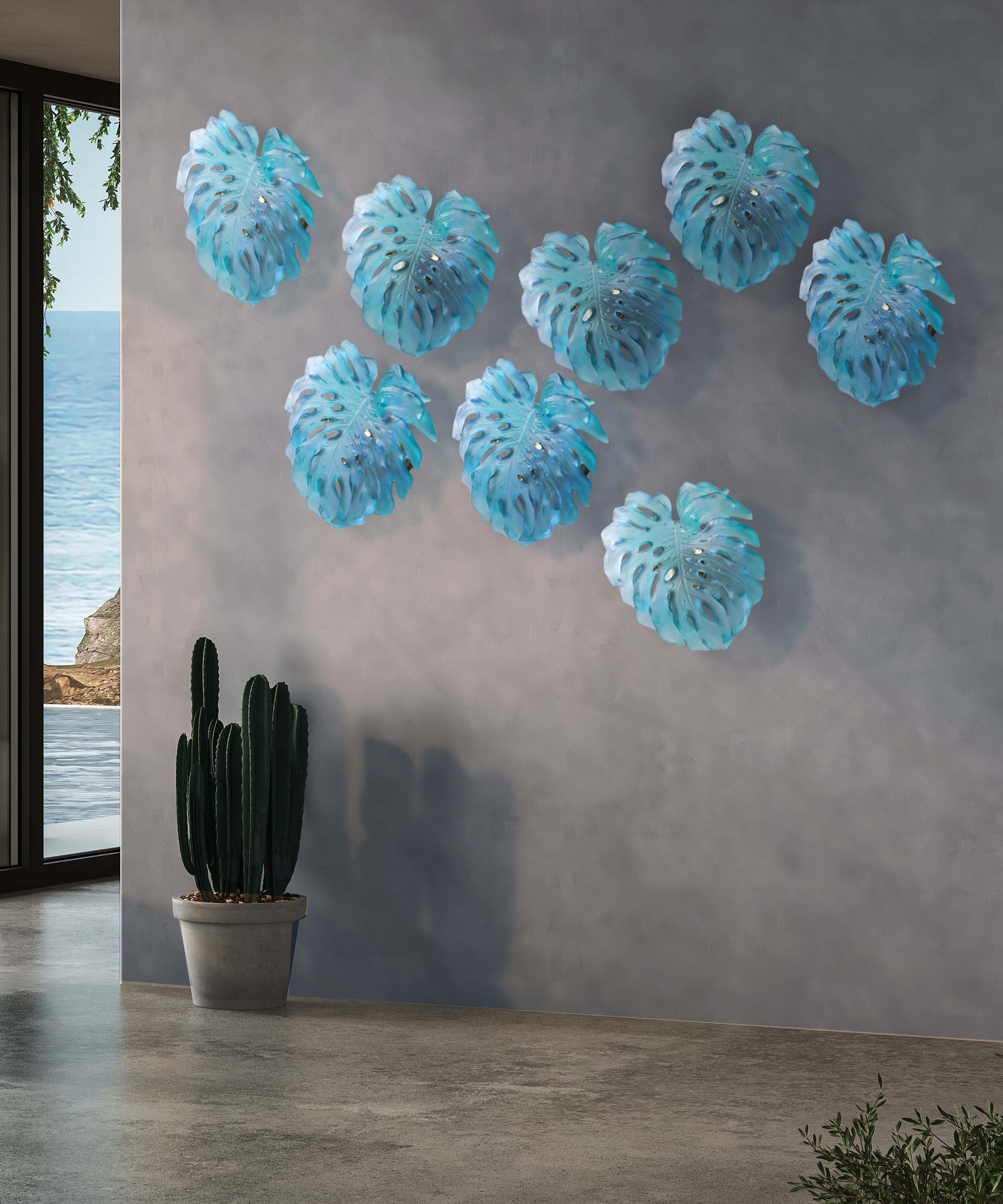 daum-monstera-feuille-murale-turquoise-petit-mod-le-cristal image 2