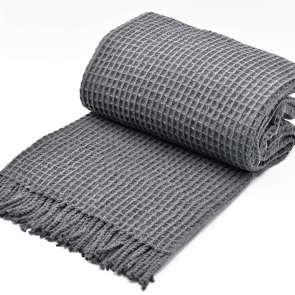 luisa-paix-o-plaid-coton-gaufr-gris-fonc-200x140-cm image 2
