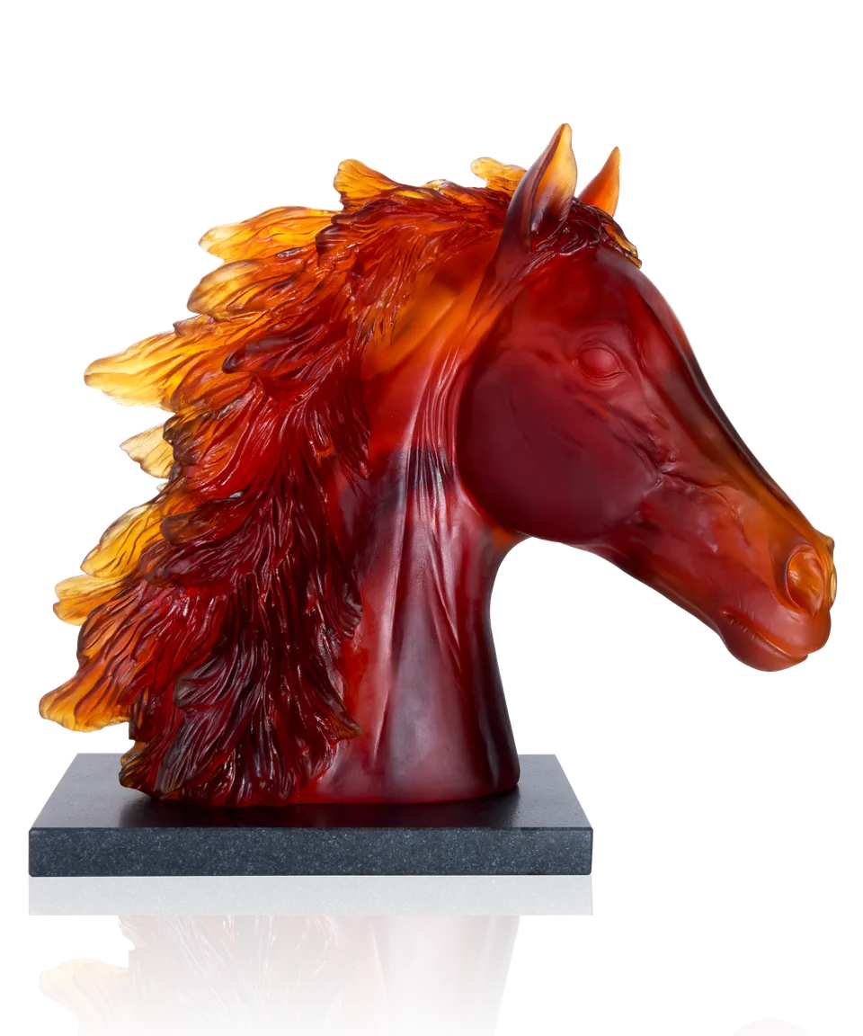 daum-univers-animalier-t-te-de-cheval-sculpture-cristal-ambre image 1