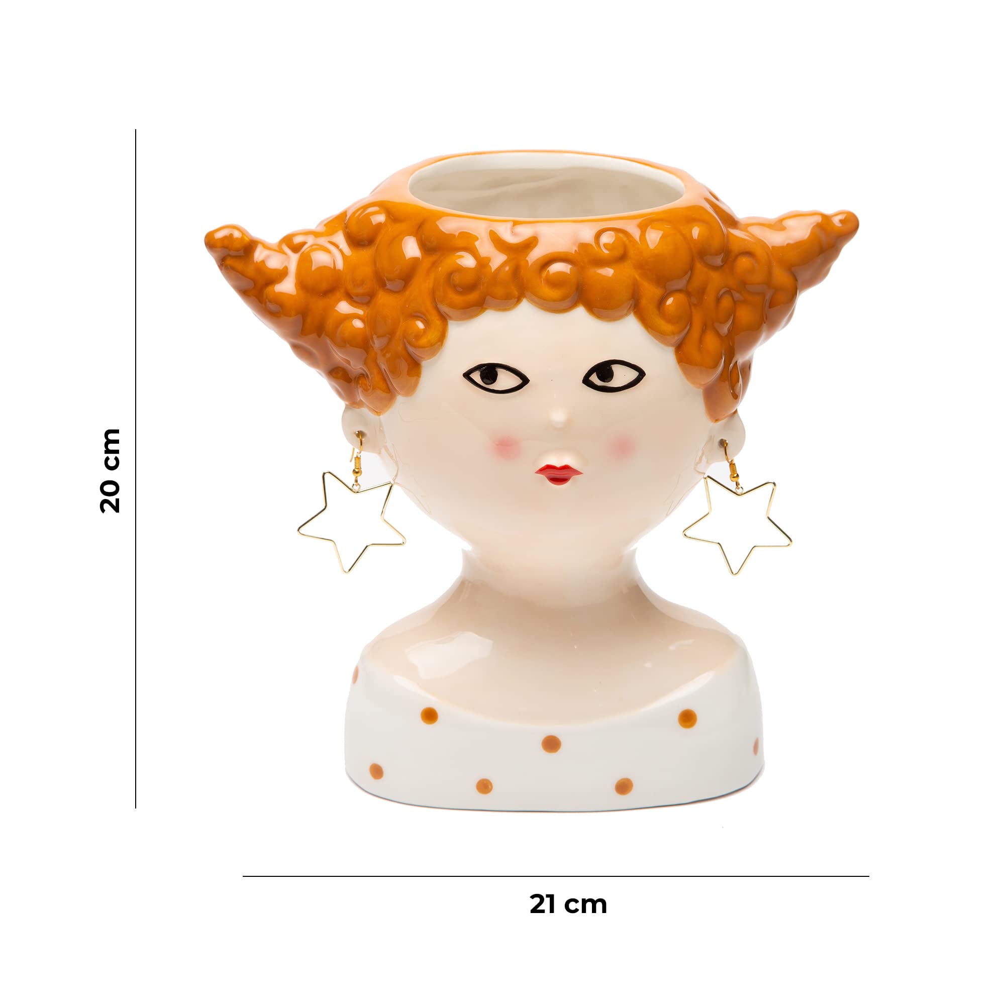 baroni-home-decorazioni-vase-c-ramique-fille-cheveux-rouges-21x13x20-cm image 2