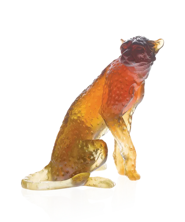 daum-gu-pard-assis-ambre-leroy-sculpture-cristal-1000ex image 1