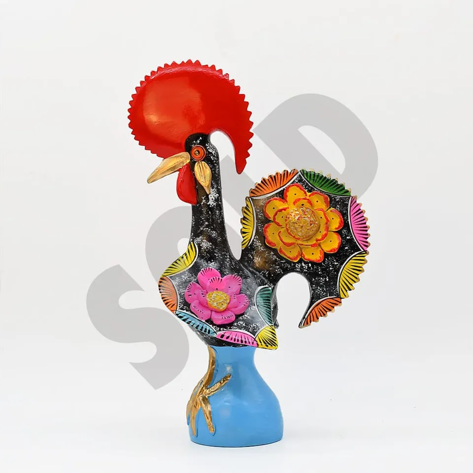luisa-paix-o-coq-de-barcelos-40cm-noir-c-ramique-pi-ce-unique image 1