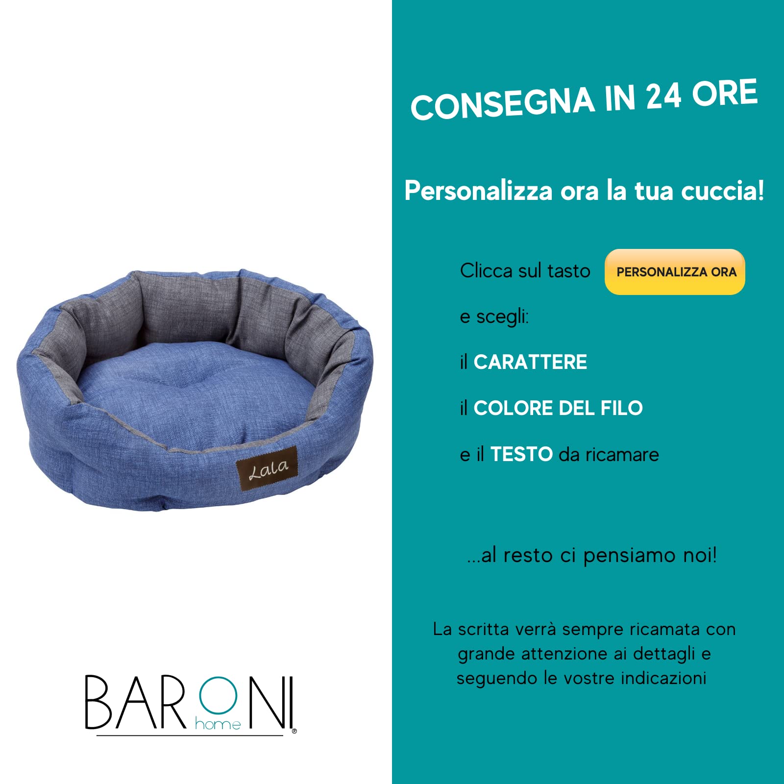 baroni-home-pet-panier-chien-chat-ovale-gris-bleu-l-50x65-cm-coton image 2
