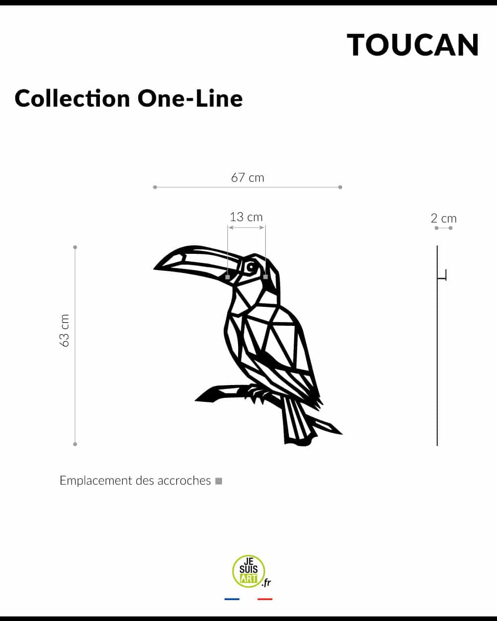 je-suis-art-toucan-one-line-tableau-animal-m-tal-noir image 3